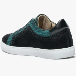 New Bocage Baskets en Velours de Cuir Lilian vertes