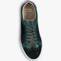 New Bocage Baskets en Velours de Cuir Lilian vertes