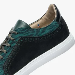 New Bocage Baskets en Velours de Cuir Lilian vertes