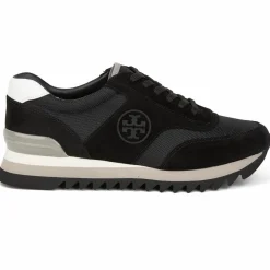 Best Tory Burch Baskets en Velours de Cuir Sawtooth noir/gris/blanc