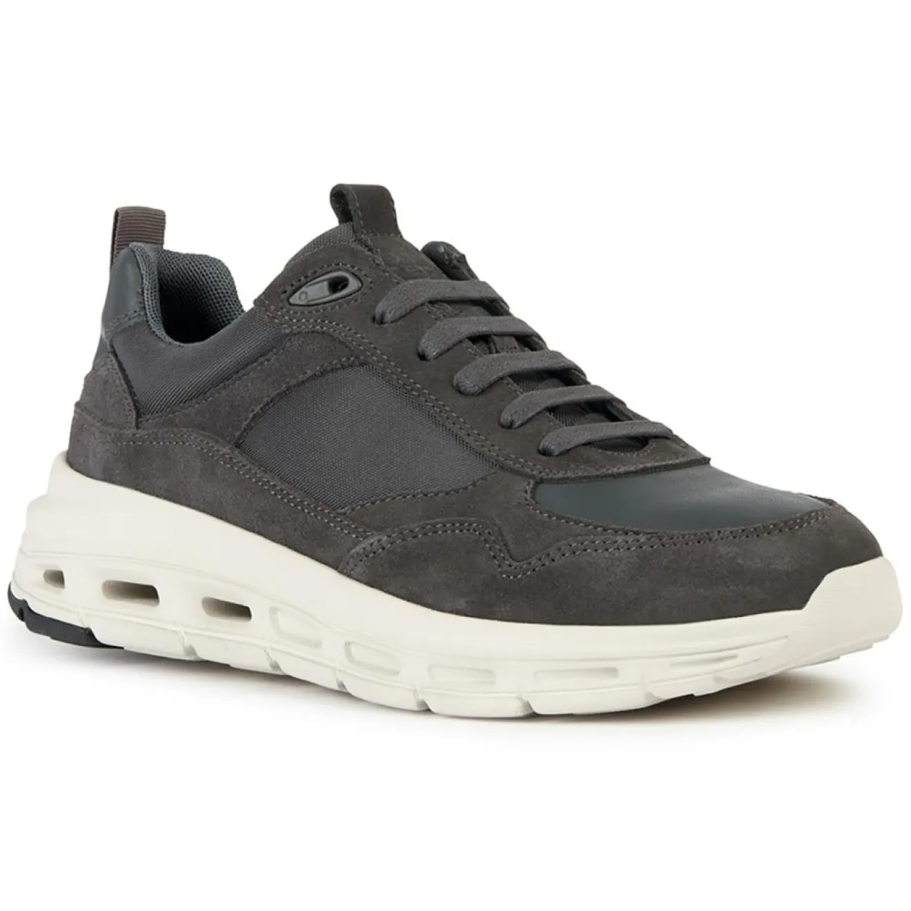 Homme Geox Baskets en Velours de Cuir Hoverstream graphite