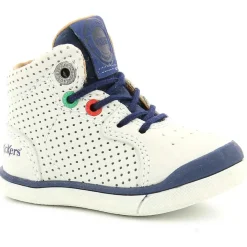 Enfant Kickers Baskets en Velours de cuir perforé Goodjob blanc cassé