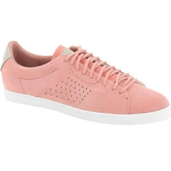 Femme Le Coq Sportif Baskets en Velours de Cuir Charline roses
