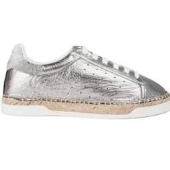 Hot Canal Saint Martin Baskets espadrilles en Cuir Lancry argentées
