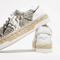 Outlet Canal Saint Martin Baskets espadrilles en Cuir Lancry python blanc/doré
