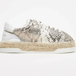Outlet Canal Saint Martin Baskets espadrilles en Cuir Lancry python blanc/doré