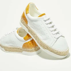 Femme Canal Saint Martin Baskets espadrilles en Cuir Lancry blanc/jaune