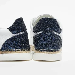 Clearance Canal Saint Martin Baskets espadrilles en Cuir Lancry glitter blanc/bleu