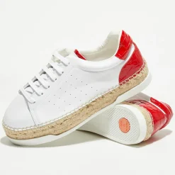 Sale Canal Saint Martin Baskets espadrilles en Cuir Lancry blanc/rouge
