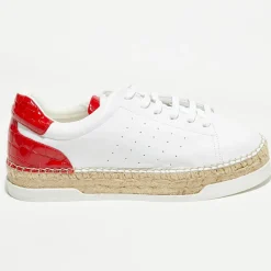 Sale Canal Saint Martin Baskets espadrilles en Cuir Lancry blanc/rouge