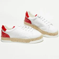 Sale Canal Saint Martin Baskets espadrilles en Cuir Lancry blanc/rouge