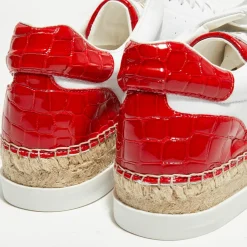Sale Canal Saint Martin Baskets espadrilles en Cuir Lancry blanc/rouge