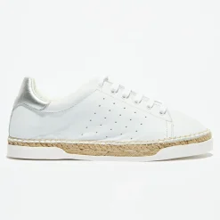 Femme Canal Saint Martin Baskets espadrilles en Cuir Lancry blanc/argenté