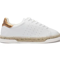 Femme Canal Saint Martin Baskets espadrilles en Cuir Lancry Roma blanc/doré