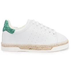 Femme Canal Saint Martin Baskets espadrilles en Cuir Lancry Glitter blanc/vert