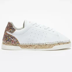 Femme Canal Saint Martin Baskets espadrilles en Cuir Lancry glitter blanc/multicolore