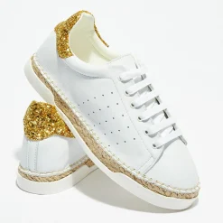 Femme Canal Saint Martin Baskets espadrilles en Cuir Lancry Glitter blanc/doré