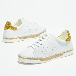 Femme Canal Saint Martin Baskets espadrilles en Cuir Lancry Glitter blanc/doré