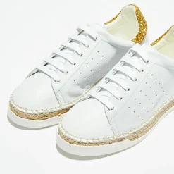 Femme Canal Saint Martin Baskets espadrilles en Cuir Lancry Glitter blanc/doré