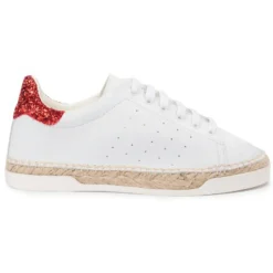 Femme Canal Saint Martin Baskets espadrilles en Cuir Lancry Glitter blanc/rouge