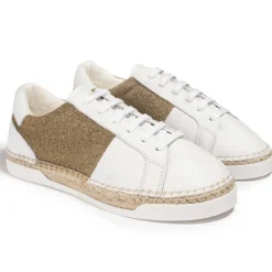 Femme Canal Saint Martin Baskets espadrilles en Cuir & Lurex Louisa blanc/doré