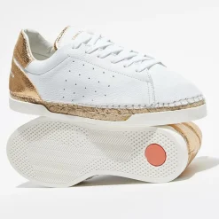 Clearance Canal Saint Martin Baskets espadrilles en Cuir Lancry craquelé blanc/doré