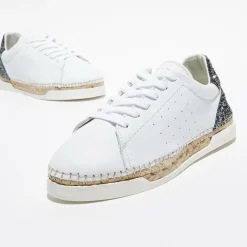 Femme Canal Saint Martin Baskets espadrilles en Cuir Lancry glitter blanc/vert