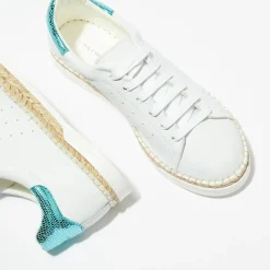Online Canal Saint Martin Baskets espadrilles en Cuir Lancry Roma blanc/bleu acqua