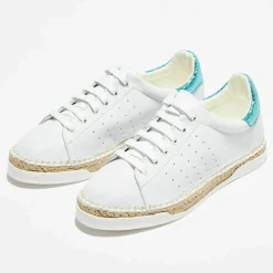 Online Canal Saint Martin Baskets espadrilles en Cuir Lancry Roma blanc/bleu acqua