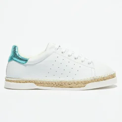 Online Canal Saint Martin Baskets espadrilles en Cuir Lancry Roma blanc/bleu acqua