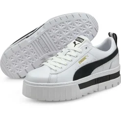 Femme Puma Baskets Mayze Leather blanc/noir