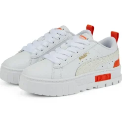 Enfant Puma Baskets Mayze Lth blanc/orange