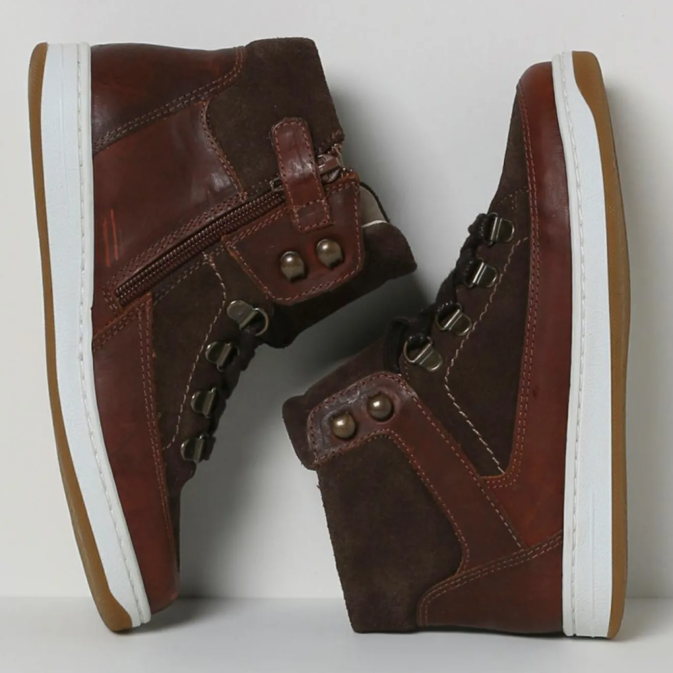 Enfant Cyrillus Baskets montantes en Cuir marron foncé