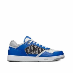 Hot Dior Baskets Oblique en cuir bleues