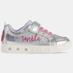 Enfant Geox Baskets Skylin à scratchs métallisé argentées