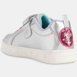 Enfant Geox Baskets Skylin à scratchs métallisé argentées