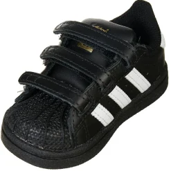 Enfant Adidas Baskets Superstar en Cuir à scratch noir/blanc