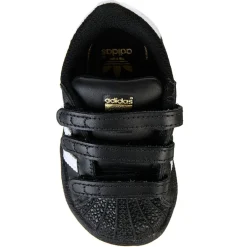 Enfant Adidas Baskets Superstar en Cuir à scratch noir/blanc