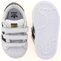 Adidas Baskets Superstar en Cuir à scratch blanc/noir