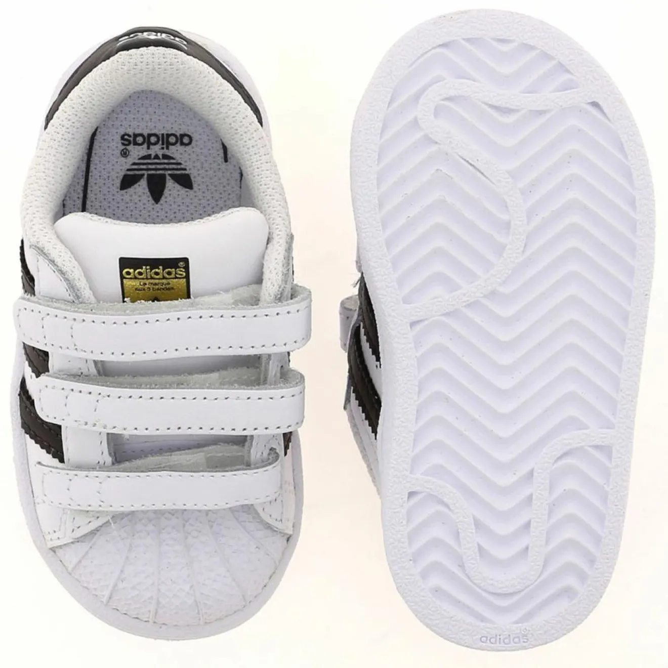 Adidas Baskets Superstar en Cuir à scratch blanc/noir