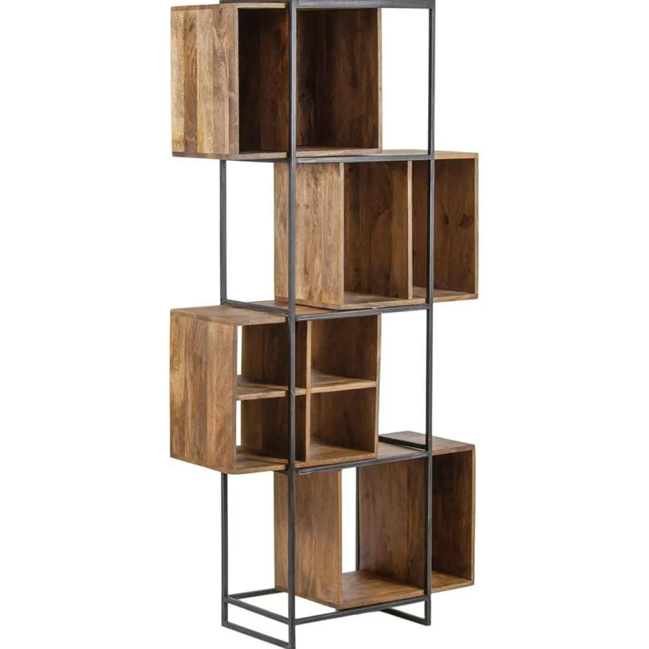 New Bois & Chiffons Bibliothèque 10 cases manguier stockholm naturel ciré - 85x35x180 cm