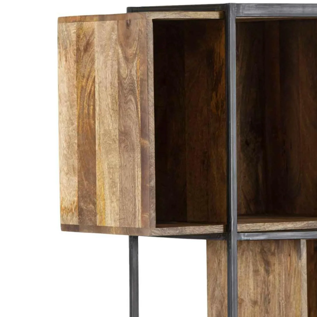 New Bois & Chiffons Bibliothèque 10 cases manguier stockholm naturel ciré - 85x35x180 cm