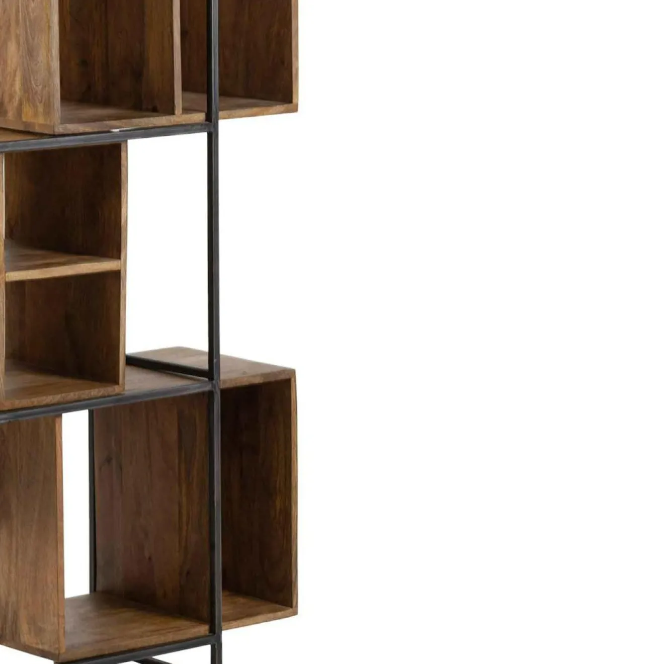 New Bois & Chiffons Bibliothèque 10 cases manguier stockholm naturel ciré - 85x35x180 cm