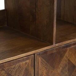 Bois & Chiffons Bibliothèque 2 portes 6 niches manguier kama marron - 90x40x180 cm