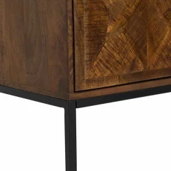 Bois & Chiffons Bibliothèque 2 portes 6 niches manguier kama marron - 90x40x180 cm