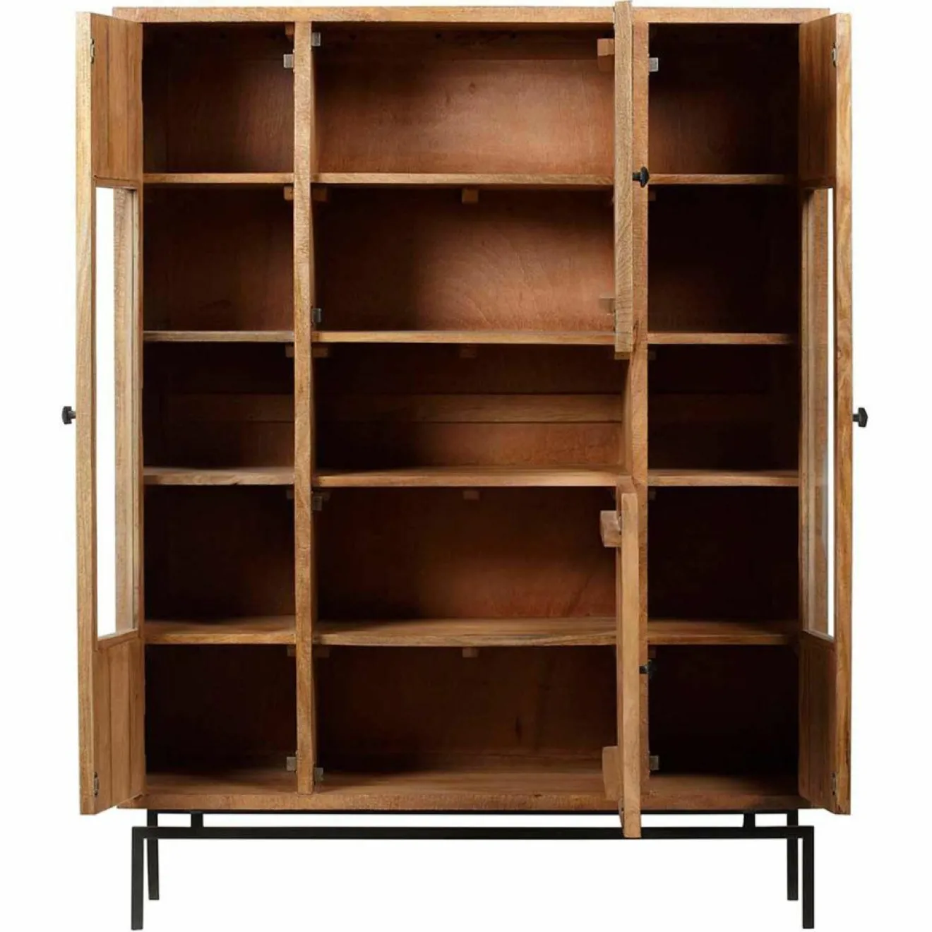 Online Bois & Chiffons Bibliothèque 4 portes manguier sculpture naturel - 12x40x155 cm