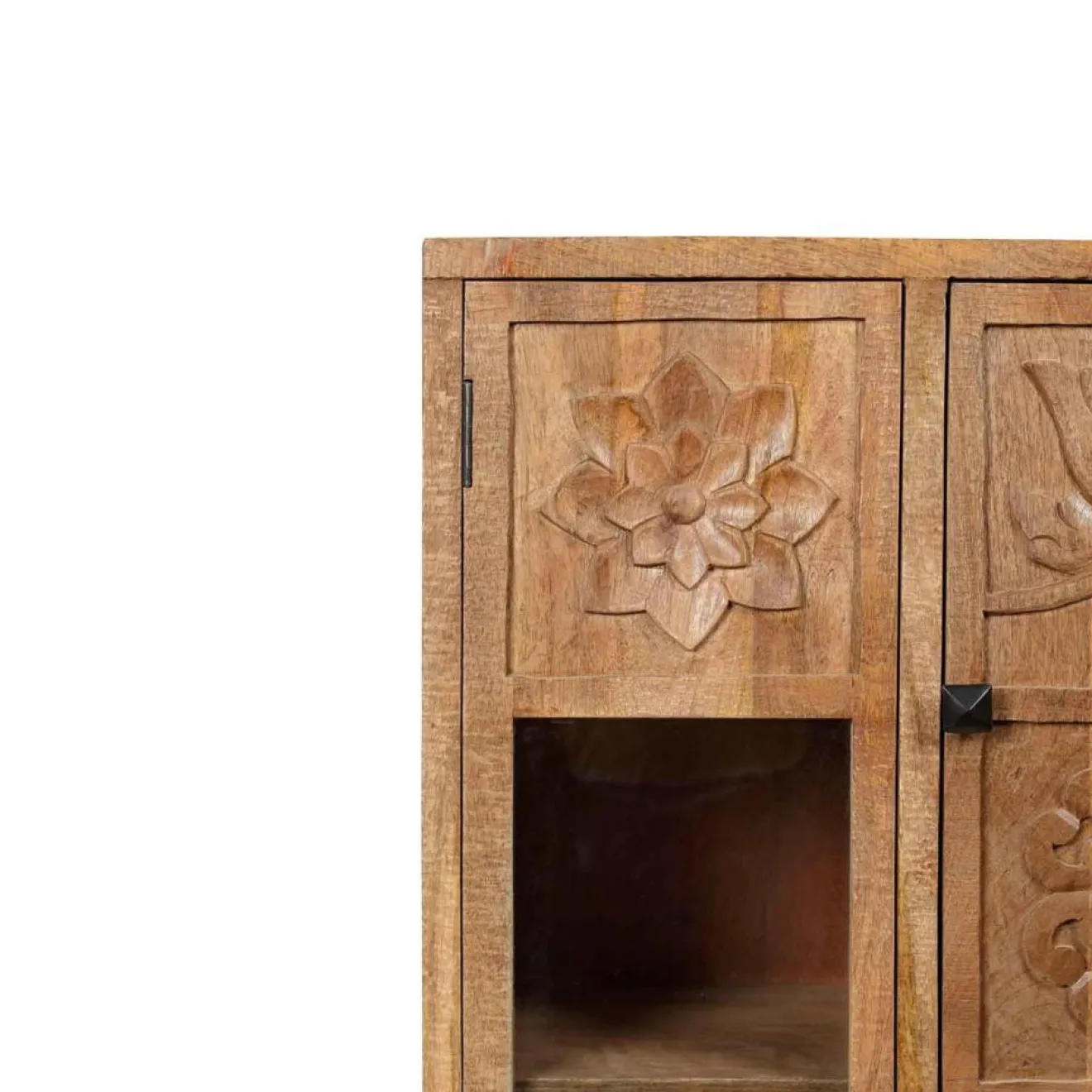 Online Bois & Chiffons Bibliothèque 4 portes manguier sculpture naturel - 12x40x155 cm