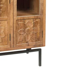 Online Bois & Chiffons Bibliothèque 4 portes manguier sculpture naturel - 12x40x155 cm