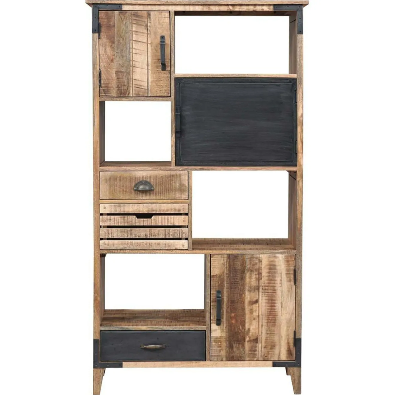 Discount Bois & Chiffons Bibliothèque à tiroirs manguier farm brun/miel - 95x40x170 cm