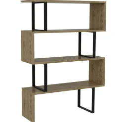 Wooden Art Bibliothèque Adriana chêne/noir - 91.5x124.5x29.5 cm